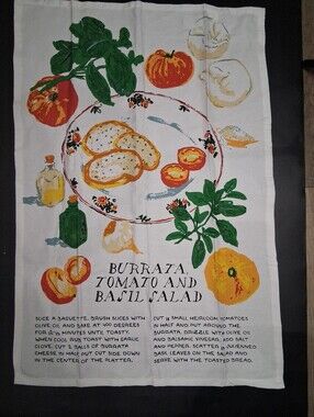 Burrata Salad Design and Recipe Tea / Dish Towel 100% Cotton 27" L x 18" W